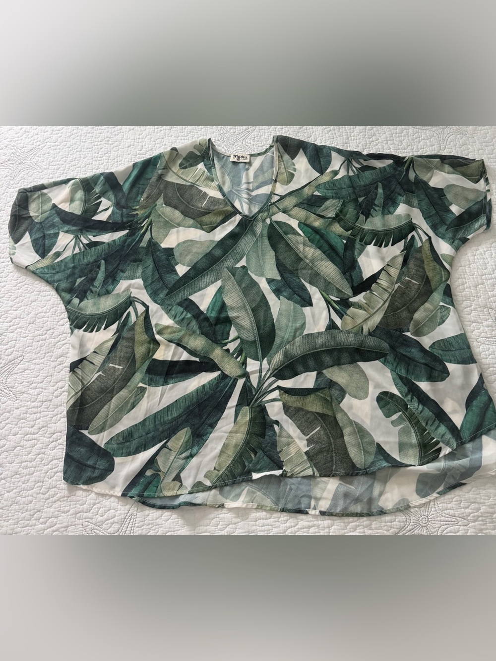 Show Me Your Mumu Green Tropical Leaf V-Neck Beach Cover Up